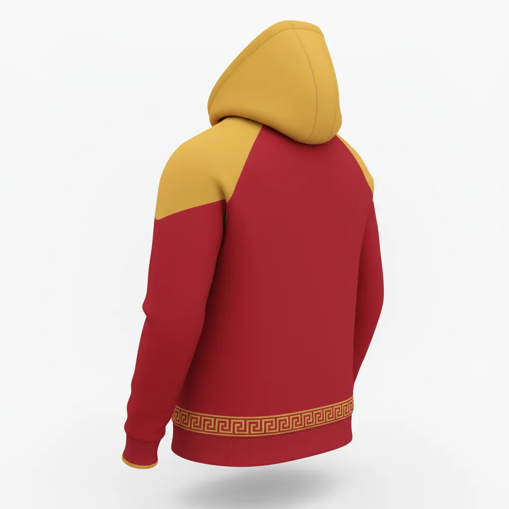 Custom Football Pullover Hoodie - Gold - Cardinal Vegas Greek Key - Back View - Kinexa Sportswear