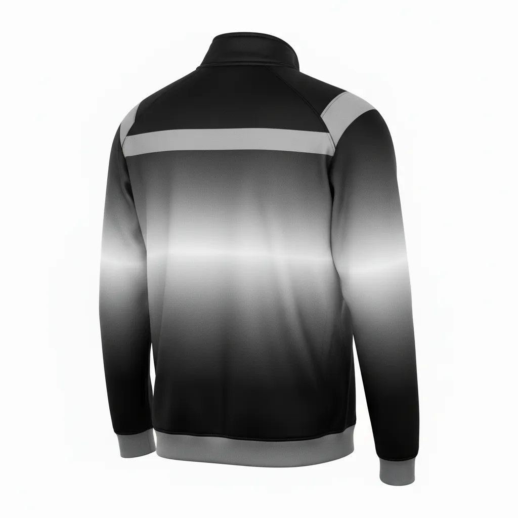 Custom Football Quarter Zipper Pullover - Black, Grey, White - Gradient Ombre - Back View - Kinexa Sportswear