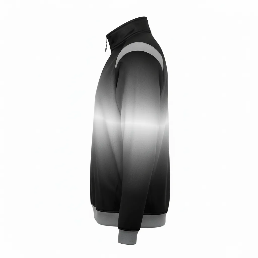 Custom Football Quarter Zipper Pullover - Black, Grey, White - Gradient Ombre - Side View - Kinexa Sportswear