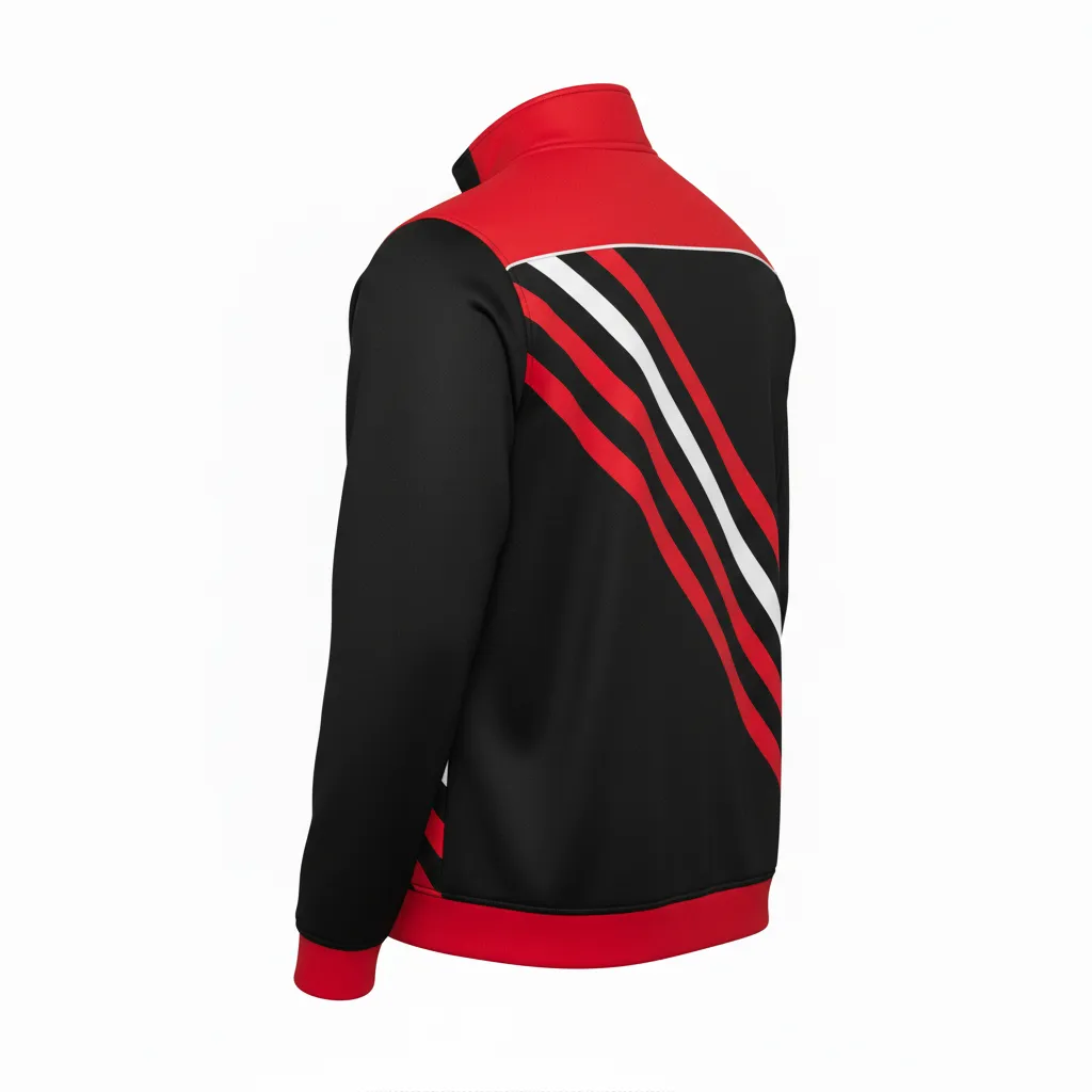Custom Football Quarter Zipper Pullover - Black, Red, White - Tricolor - Back View - Kinexa Sportswear