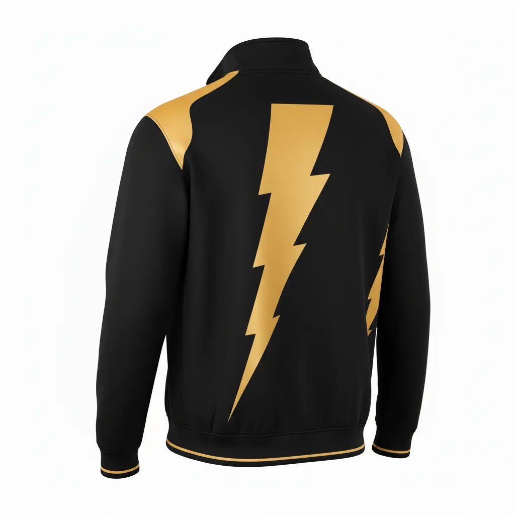 Custom Football Quarter Zipper Pullover - Black, Gold - Vegas Lightning Bolt - Back View - Kinexa Sportswear