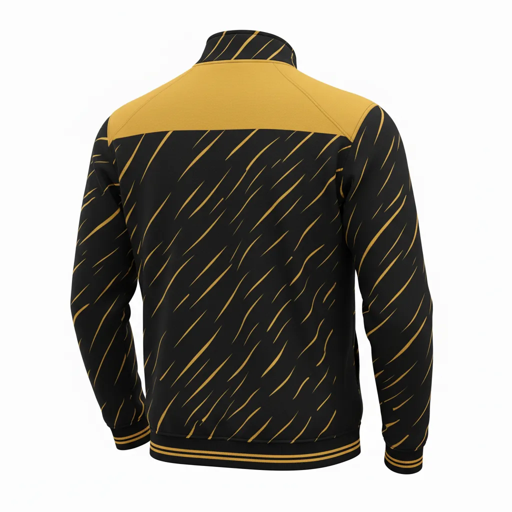 Custom Football Quarter Zipper Pullover - Black, Gold - Vegas Razor Slash - Back View - Kinexa Sportswear