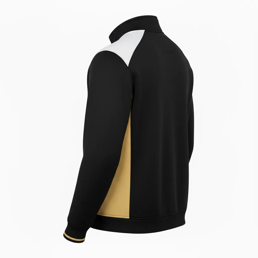 Custom Football Quarter Zipper Pullover - Black, Gold - Vegas Side Panel - Back View - Kinexa Sportswear