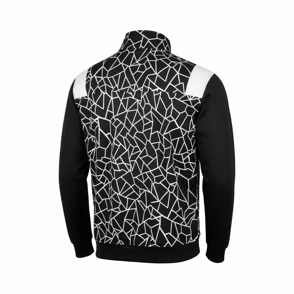Custom Football Quarter Zipper Pullover - Black, White - Shattered Glass - Back View - Kinexa Sportswear