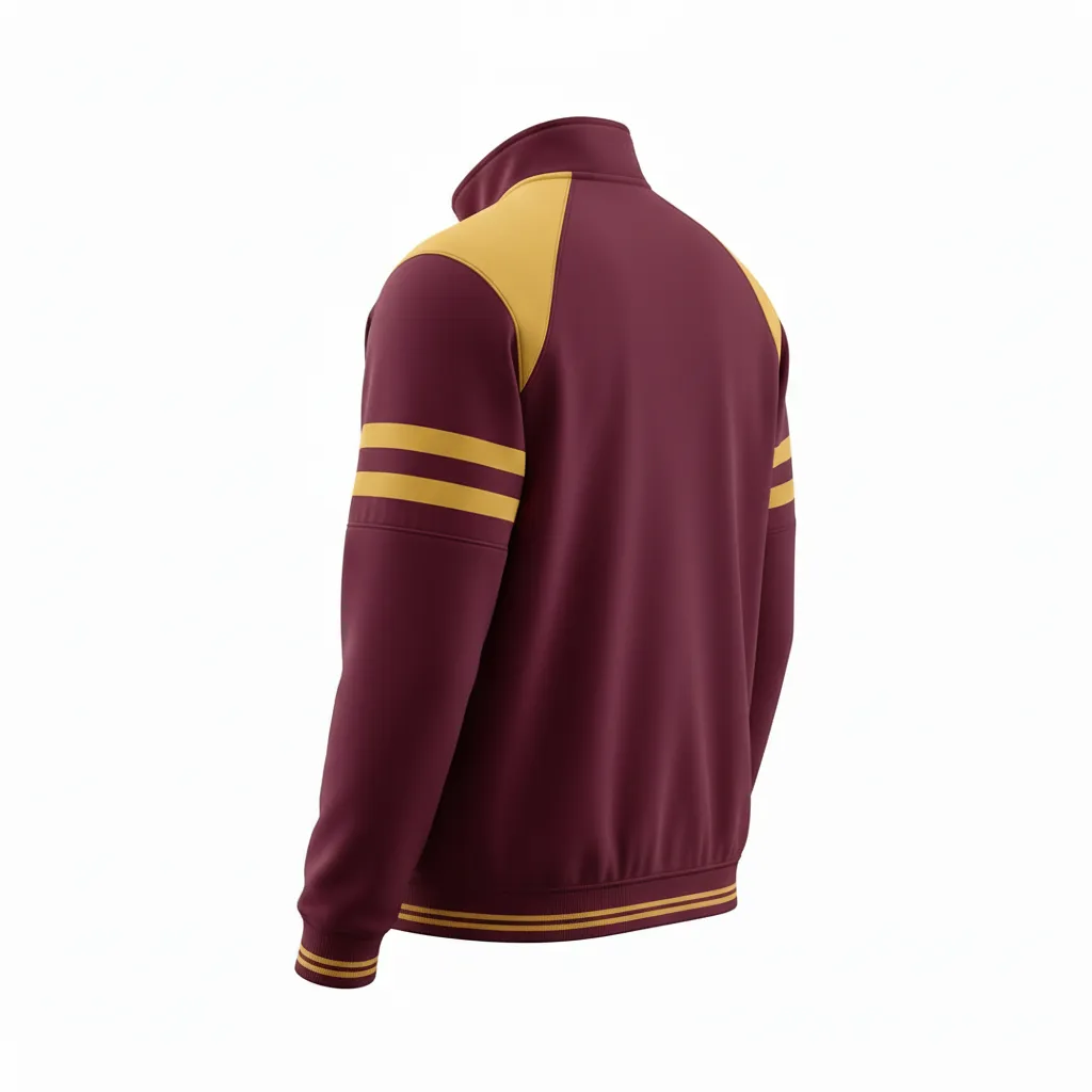 Custom Football Quarter Zipper Pullover - Burgundy, Gold - Vegas Triple Stripe - Back View - Kinexa Sportswear