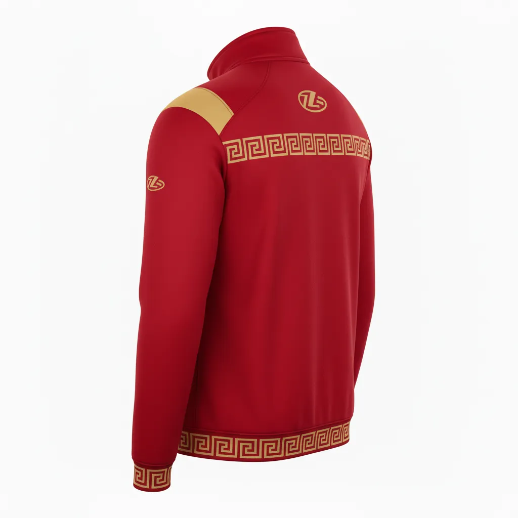 Custom Football Quarter Zipper Pullover - Gold - Cardinal Vegas Greek Key - Back View - Kinexa Sportswear