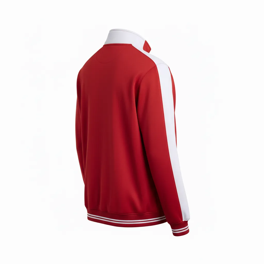 Custom Football Quarter Zipper Pullover - White - Cardinal Shoulder Hem Stripe - Back View - Kinexa Sportswear