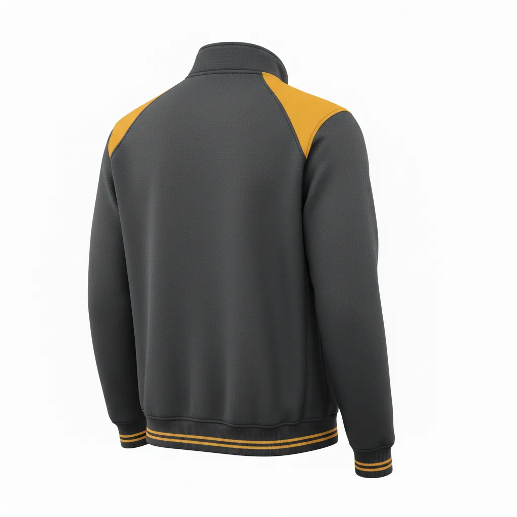 Custom Football Quarter Zipper Pullover - Gold - Charcoal Vegas Shoulder - Back View - Kinexa Sportswear