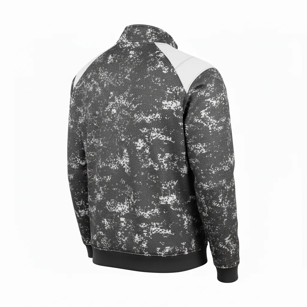 Custom Football Quarter Zipper Pullover - White - Charcoal Digital Camo - Back View - Kinexa Sportswear