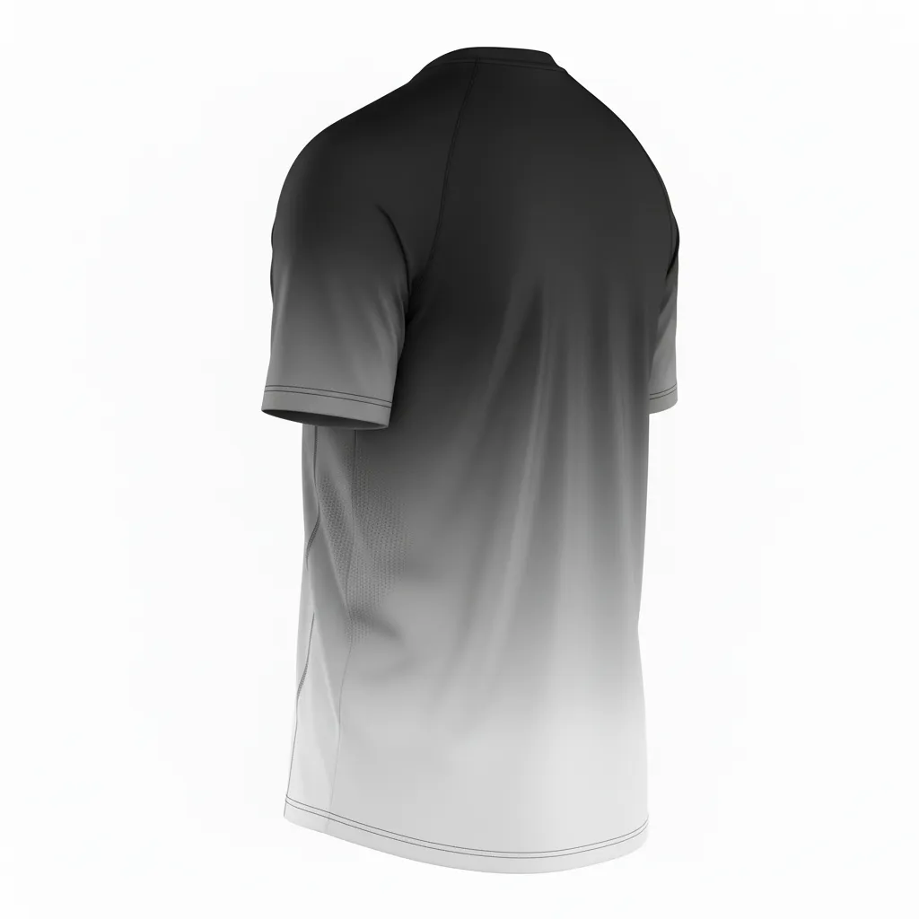 Custom Football Short Sleeve T Shirt - Black, Grey, White - Gradient Ombre - Back View - Kinexa Sportswear