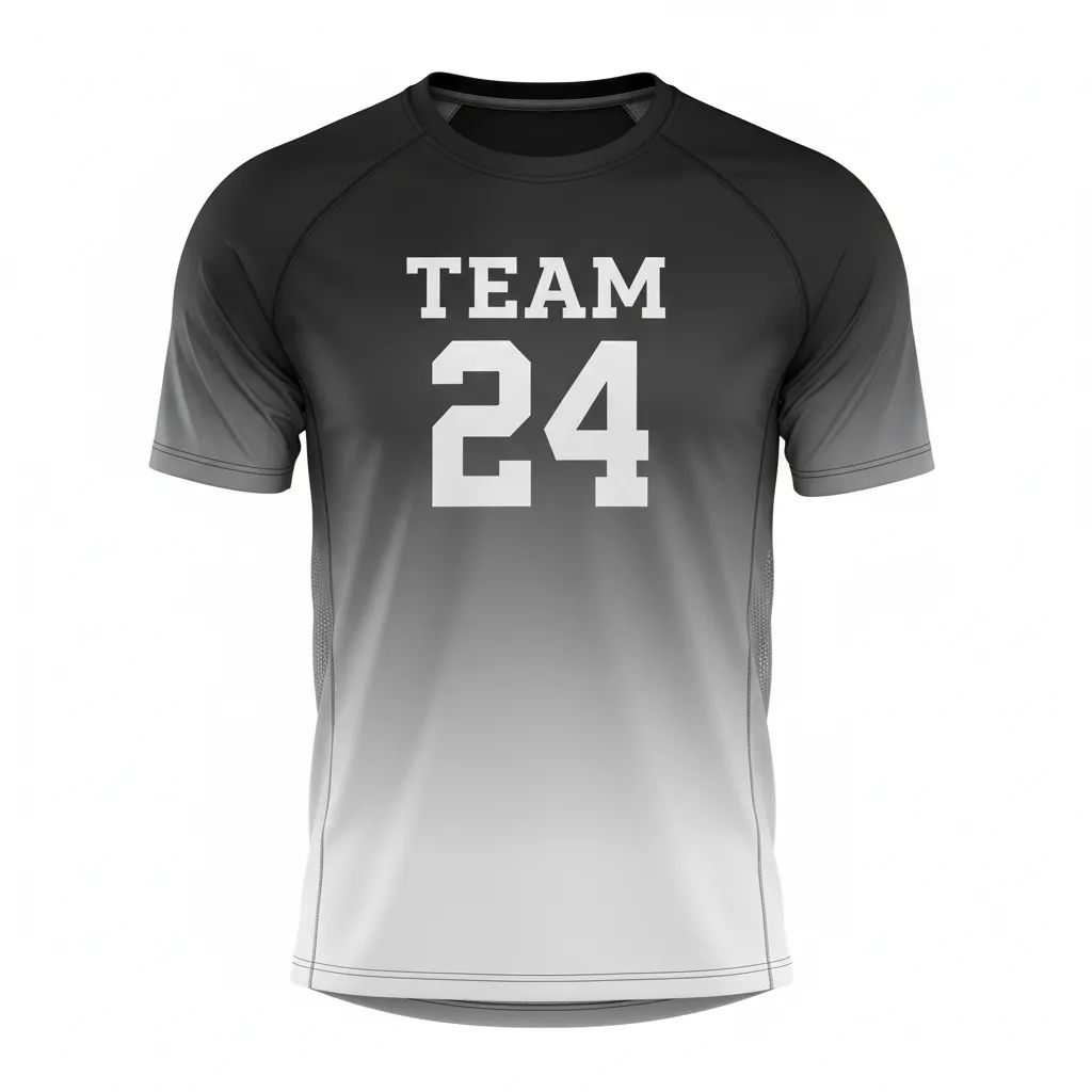 Custom Football Short Sleeve T Shirt - Black, Grey, White - Gradient Ombre - Front View - Kinexa Sportswear