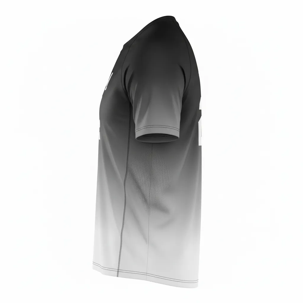 Custom Football Short Sleeve T Shirt - Black, Grey, White - Gradient Ombre - Side View - Kinexa Sportswear