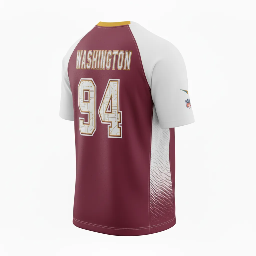 Custom Football Short Sleeve T Shirt - Burgundy, White - Halftone Dots - Back View - Kinexa Sportswear