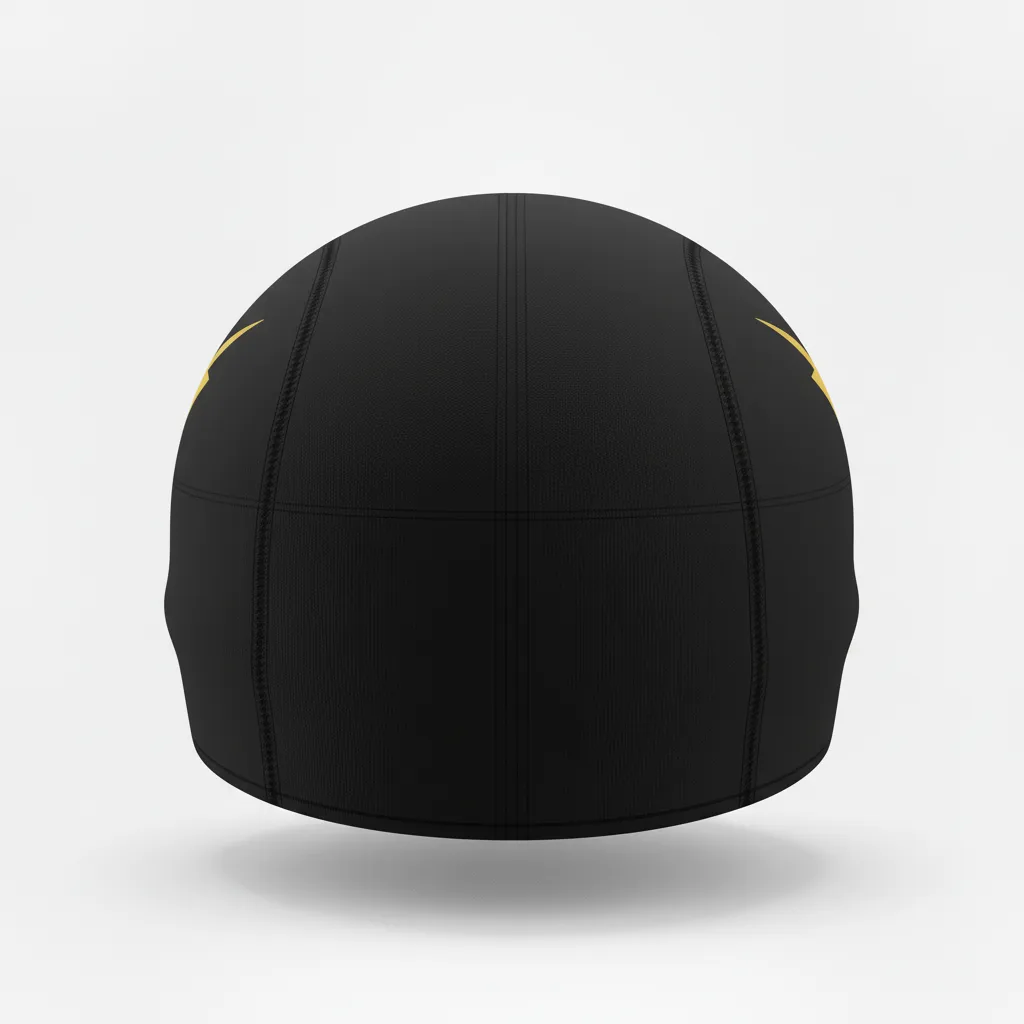 Custom Football Skull Cap - Black, Gold - Vegas Lightning Bolt - Back View - Kinexa Sportswear