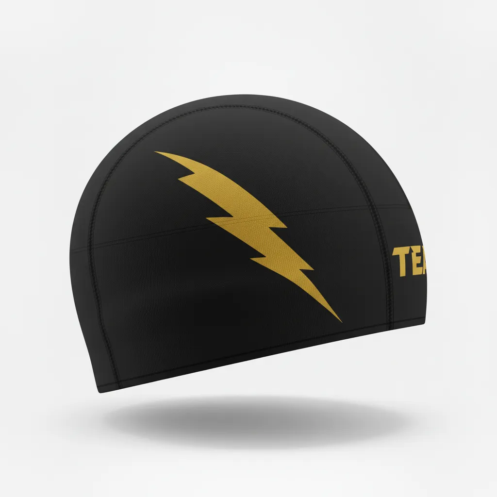 Custom Football Skull Cap - Black, Gold - Vegas Lightning Bolt - Side View - Kinexa Sportswear