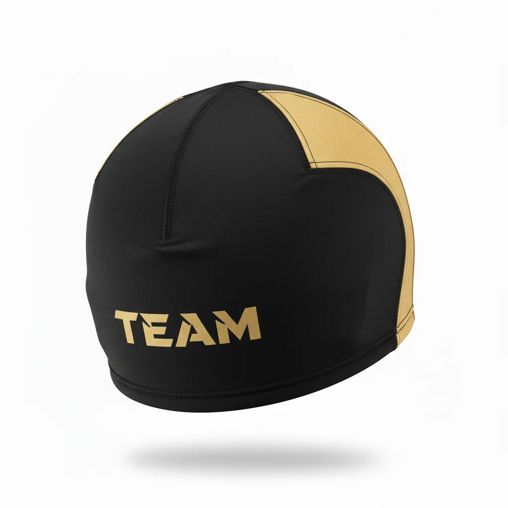 Custom Football Skull Cap - Black, Gold - Vegas Side Panel - Back View - Kinexa Sportswear