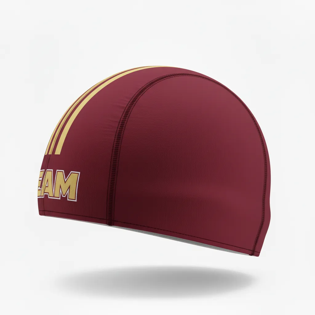 Custom Football Skull Cap - Burgundy, Gold - Vegas Triple Stripe - Side View - Kinexa Sportswear