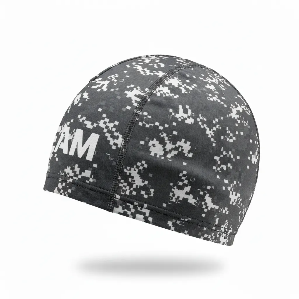 Custom Football Skull Cap - White - Charcoal Digital Camo - Side View - Kinexa Sportswear