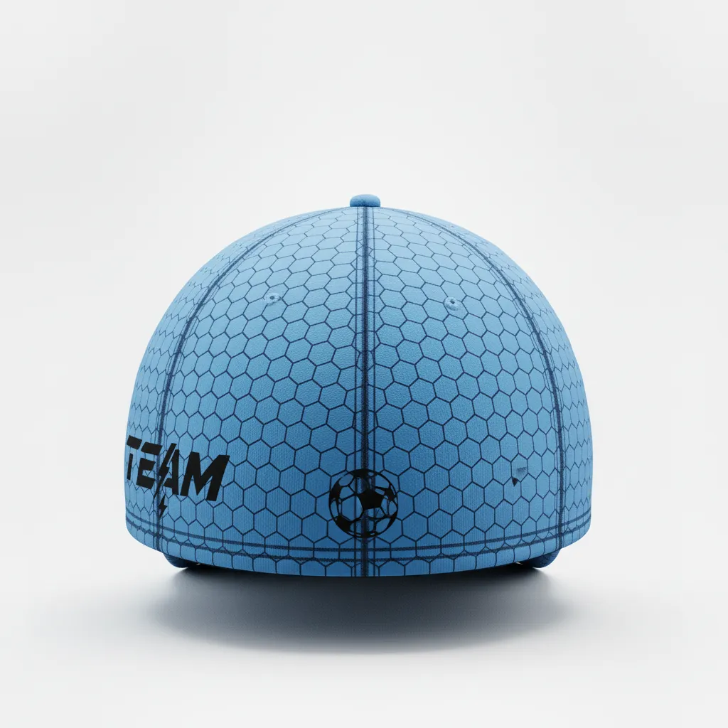 Custom Football Skull Cap - Blue, Navy - Columbia Hexagon - Back View - Kinexa Sportswear