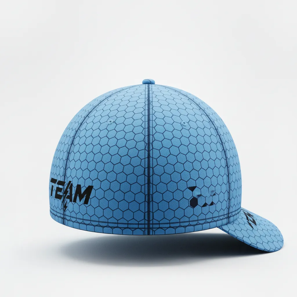 Custom Football Skull Cap - Blue, Navy - Columbia Hexagon - Side View - Kinexa Sportswear