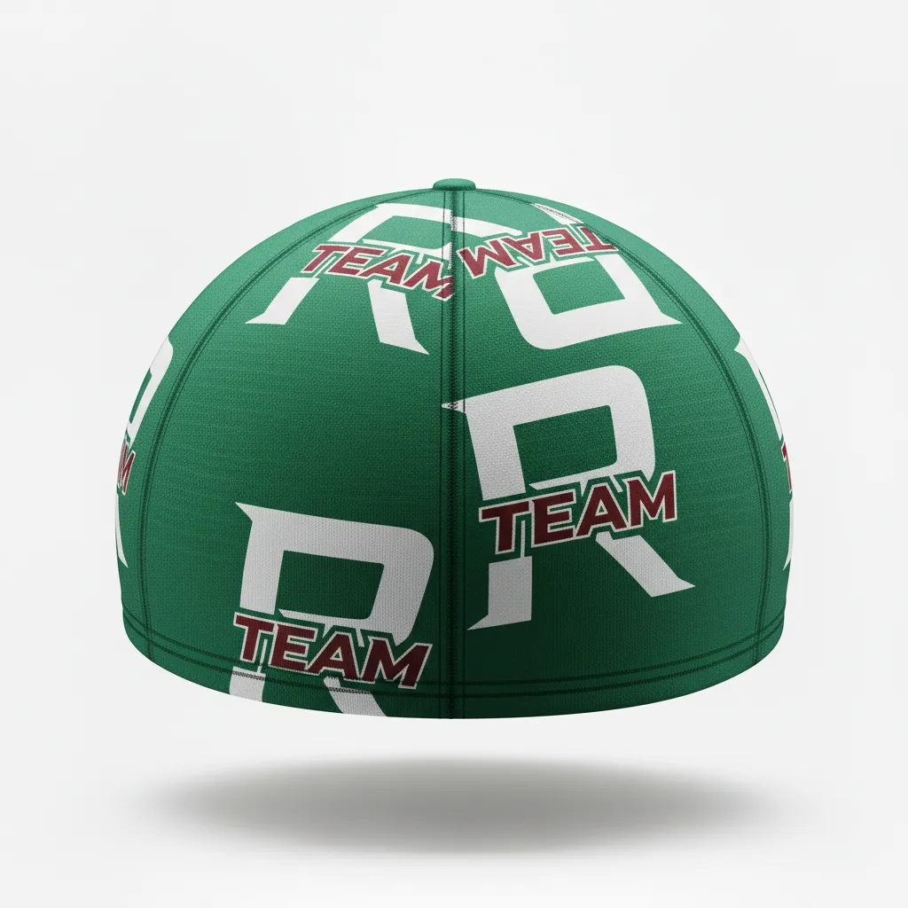 Custom Football Skull Cap - Green, White - Forest Triple Stripe - Back View - Kinexa Sportswear
