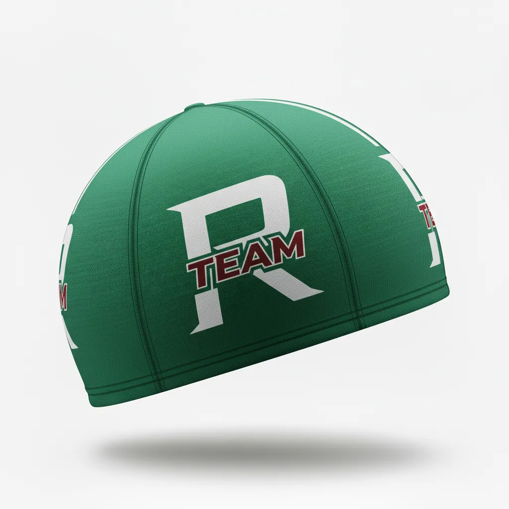 Custom Football Skull Cap - Green, White - Forest Triple Stripe - Side View - Kinexa Sportswear