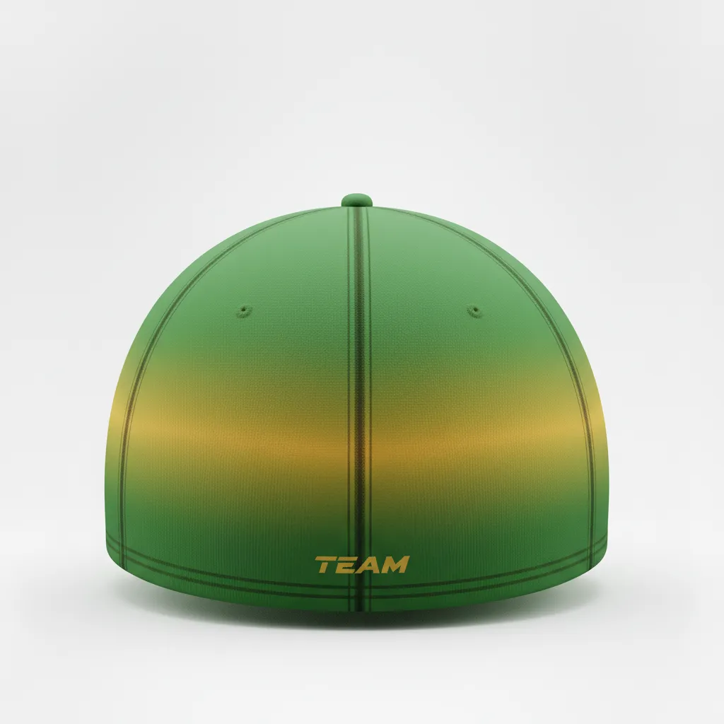 Custom Football Skull Cap - Green, Gold - Kelly Vegas Shoulder Fade - Back View - Kinexa Sportswear