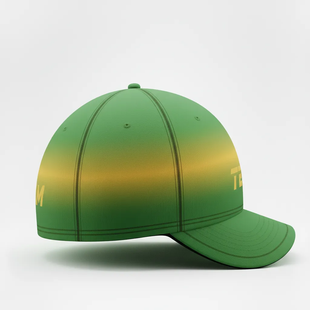Custom Football Skull Cap - Green, Gold - Kelly Vegas Shoulder Fade - Side View - Kinexa Sportswear