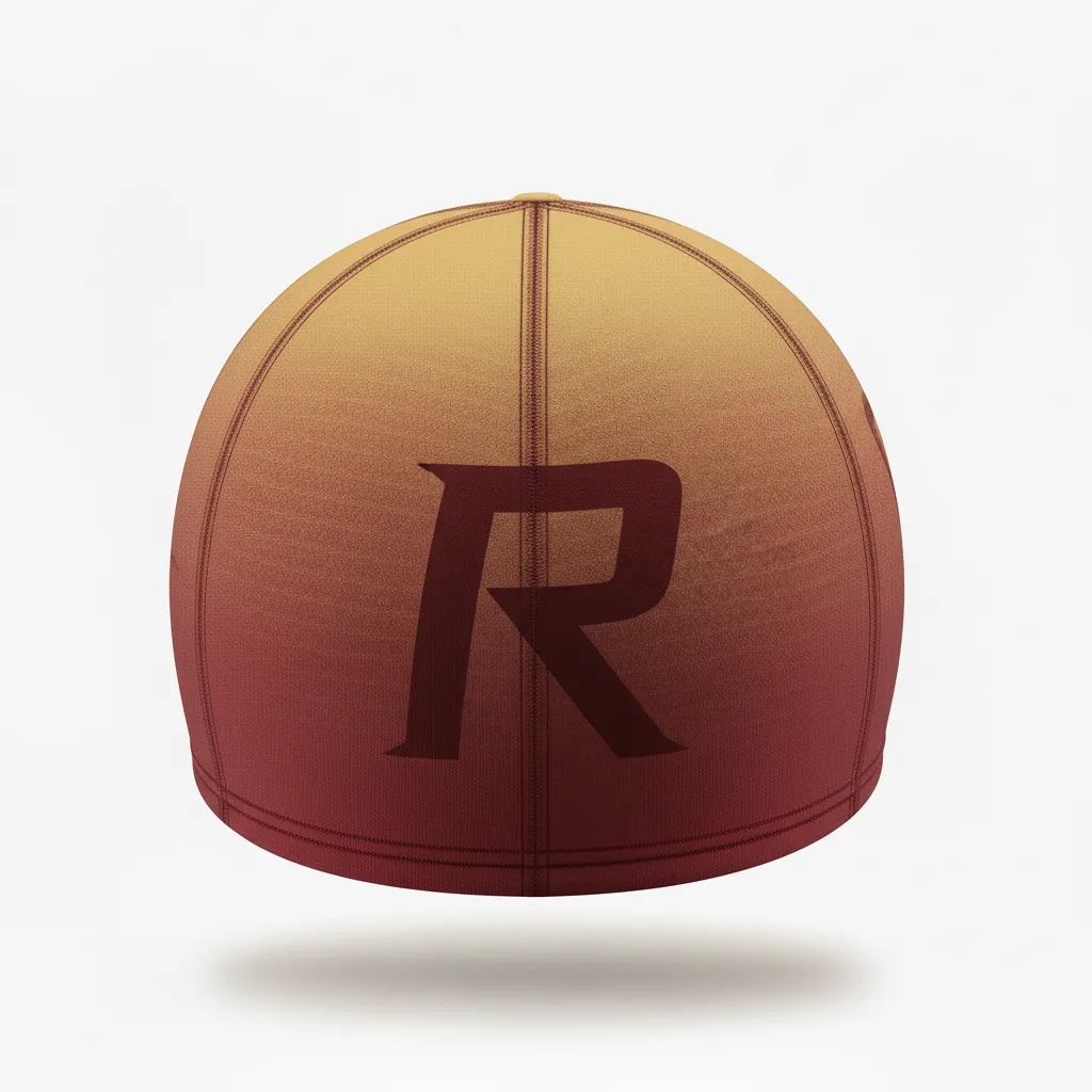 Custom Football Skull Cap - Maroon, Gold - Vegas Gradient - Back View - Kinexa Sportswear