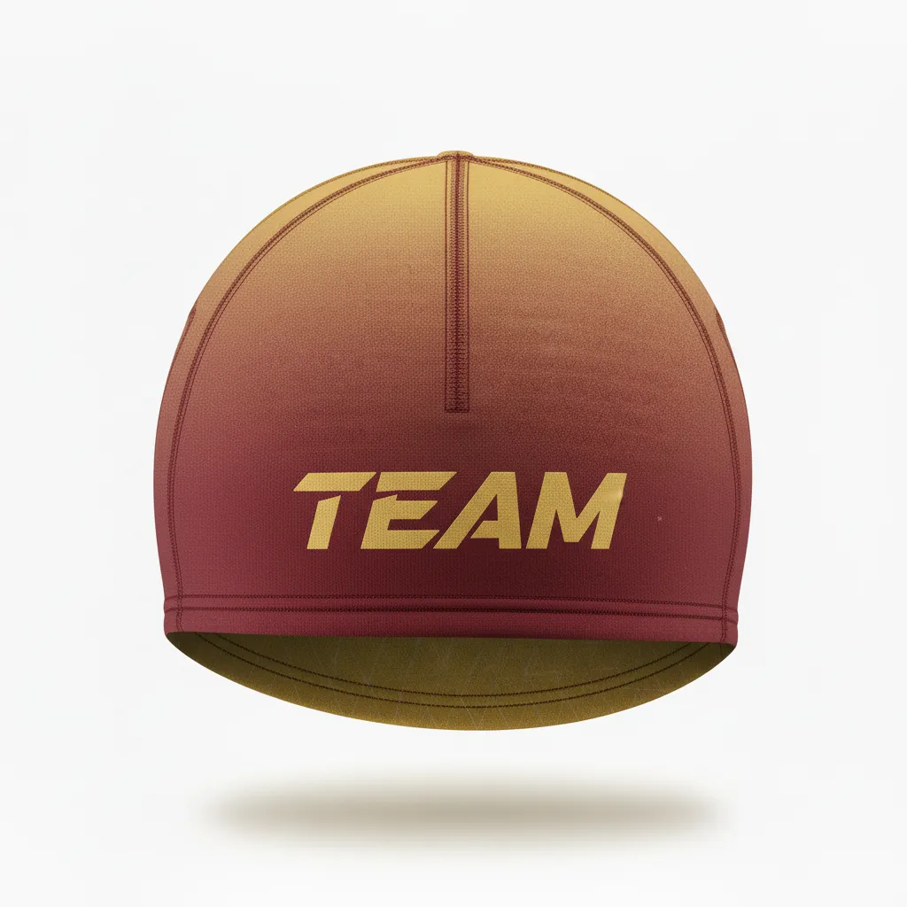 Custom Football Skull Cap - Maroon, Gold - Vegas Gradient - Front View - Kinexa Sportswear