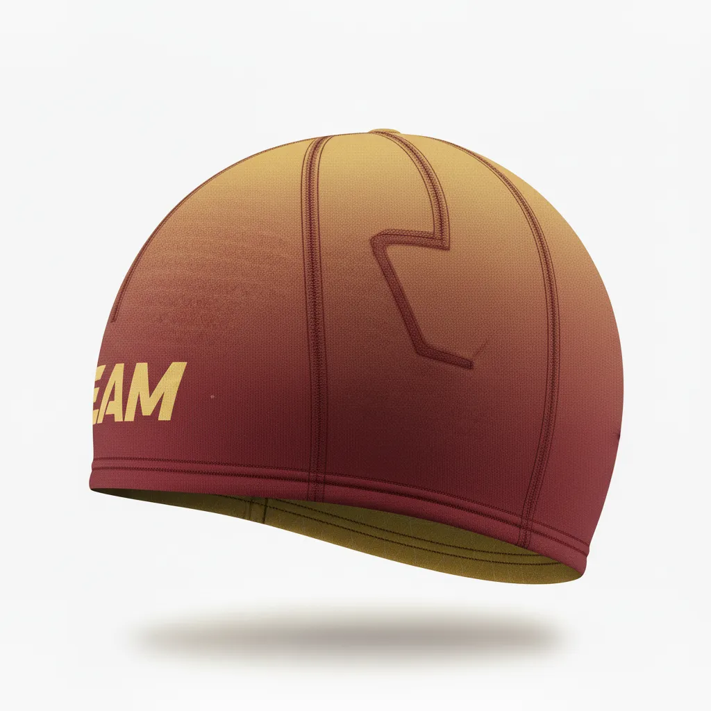 Custom Football Skull Cap - Maroon, Gold - Vegas Gradient - Side View - Kinexa Sportswear