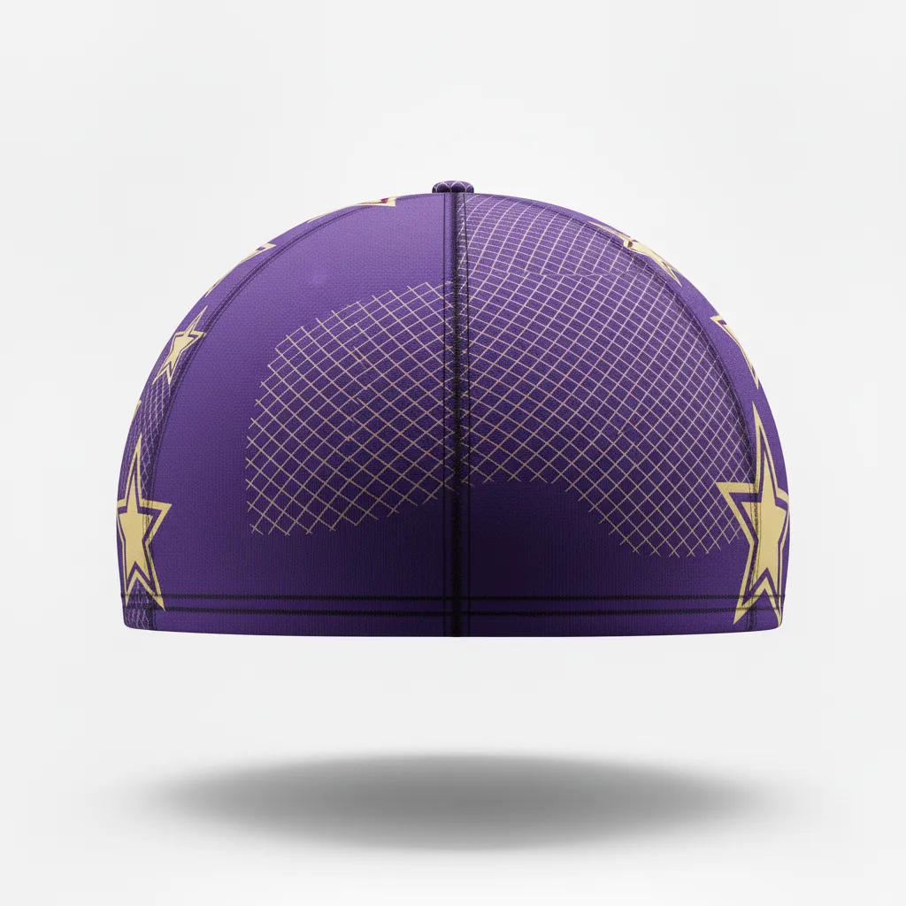 Custom Football Skull Cap - Purple, Gold - Vegas Diamond Grid - Side View - Kinexa Sportswear