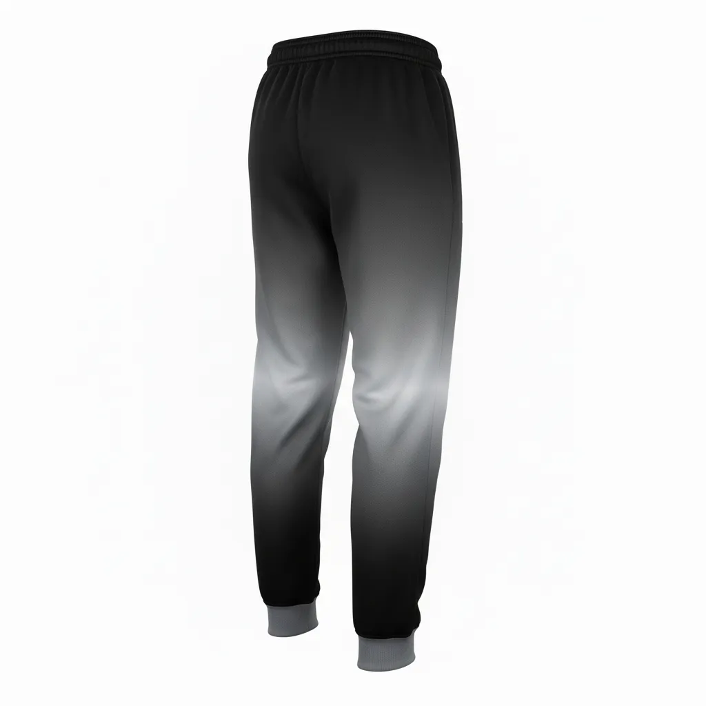 Custom Football Sweatpant - Black, Grey, White - Gradient Ombre - Back View - Kinexa Sportswear