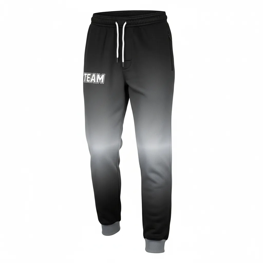 Custom Football Sweatpant - Black, Grey, White - Gradient Ombre - Front View - Kinexa Sportswear