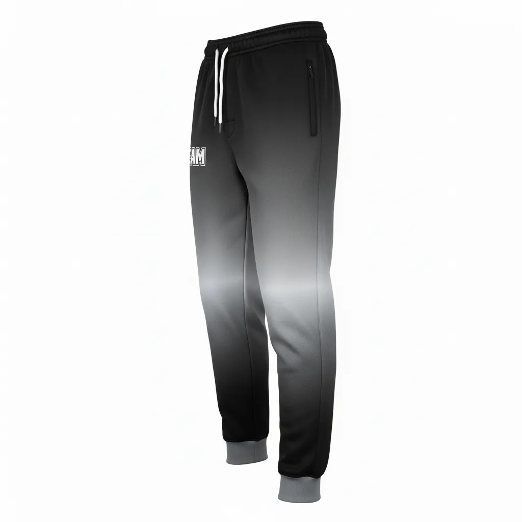 Custom Football Sweatpant - Black, Grey, White - Gradient Ombre - Side View - Kinexa Sportswear