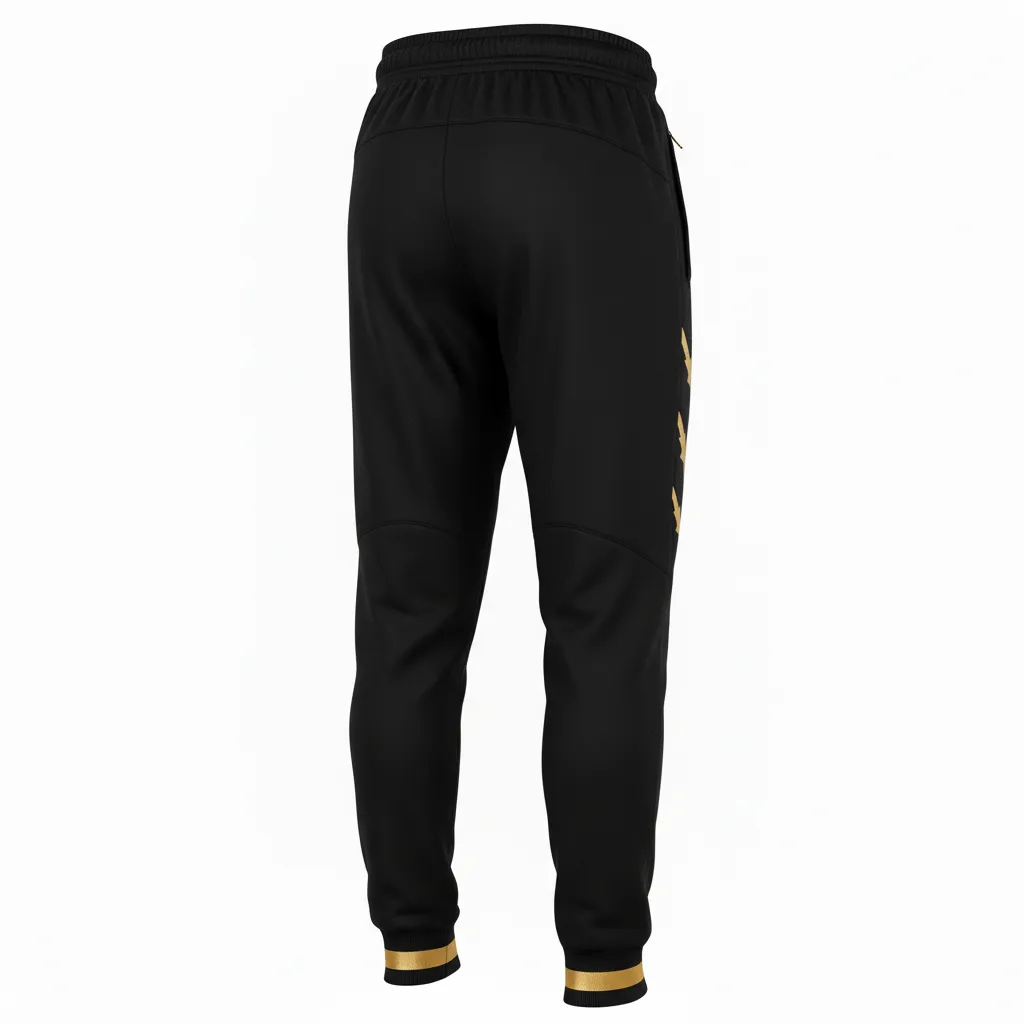 Custom Football Sweatpant - Black, Gold - Vegas Razor Slash - Back View - Kinexa Sportswear