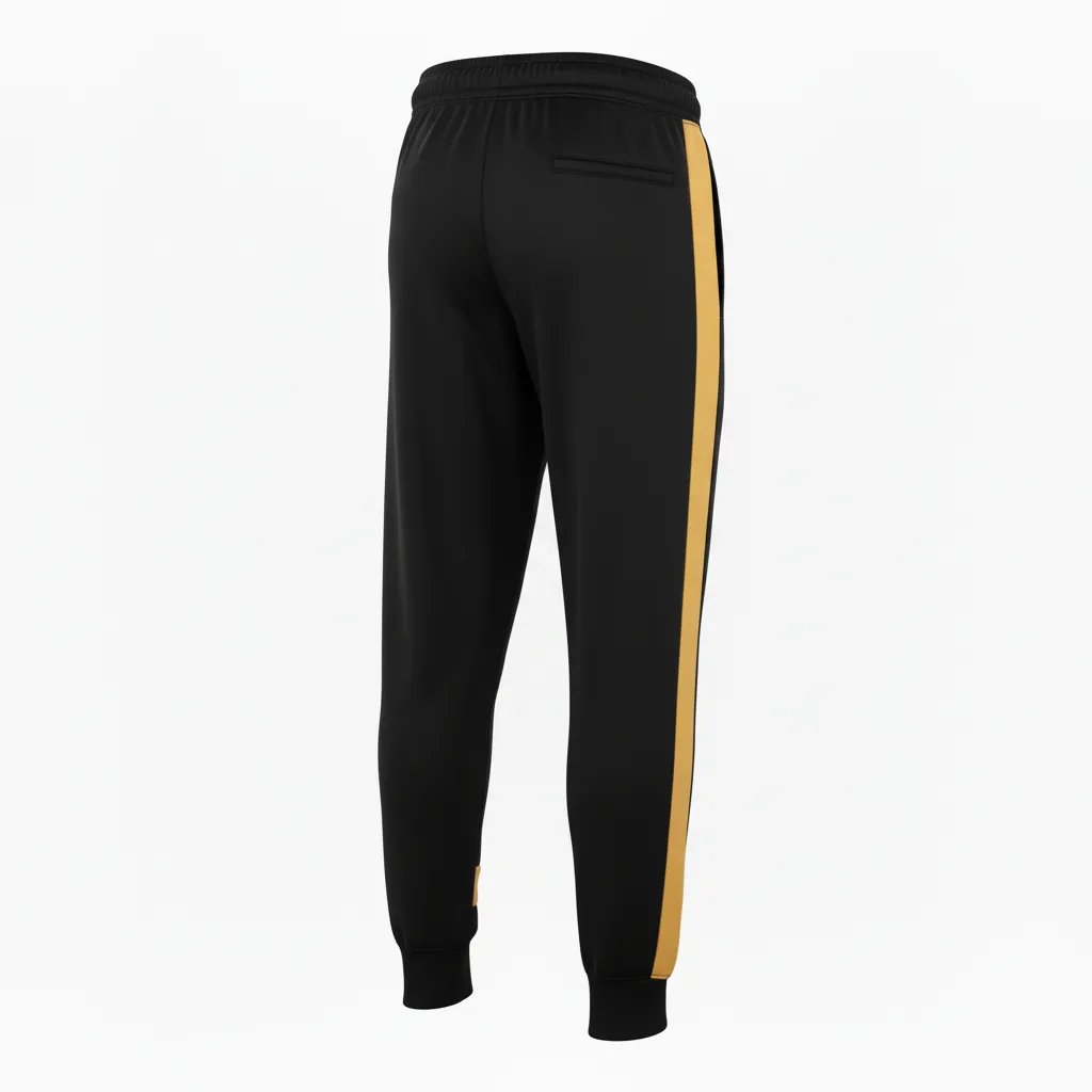 Custom Football Sweatpant - Black, Gold - Vegas Side Panel - Back View - Kinexa Sportswear