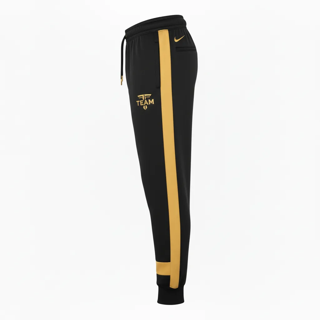 Custom Football Sweatpant - Black, Gold - Vegas Side Panel - Side View - Kinexa Sportswear