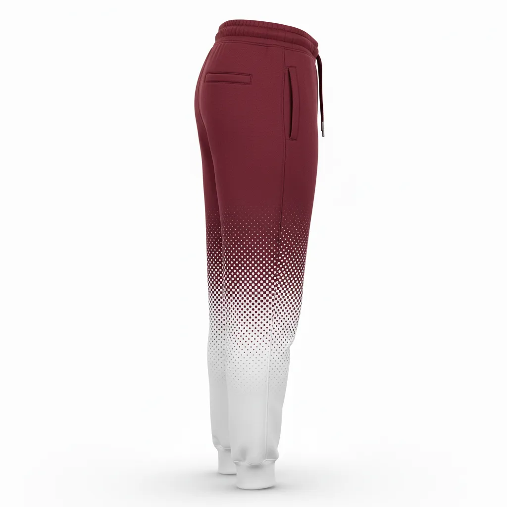 Custom Football Sweatpant - Burgundy, White - Halftone Dots - Back View - Kinexa Sportswear