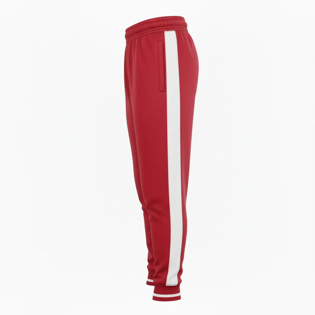 Custom Football Sweatpant - White - Cardinal Shoulder Hem Stripe - Back View - Kinexa Sportswear