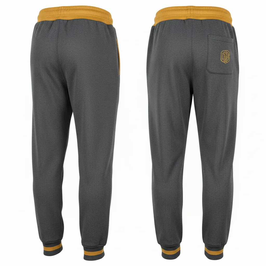 Custom Football Sweatpant - Gold - Charcoal Vegas Shoulder - Back View - Kinexa Sportswear