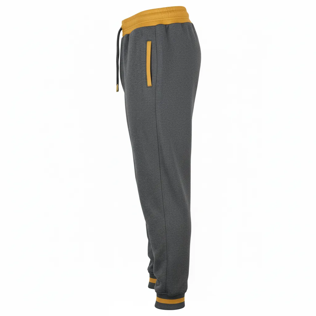 Custom Football Sweatpant - Gold - Charcoal Vegas Shoulder - Side View - Kinexa Sportswear