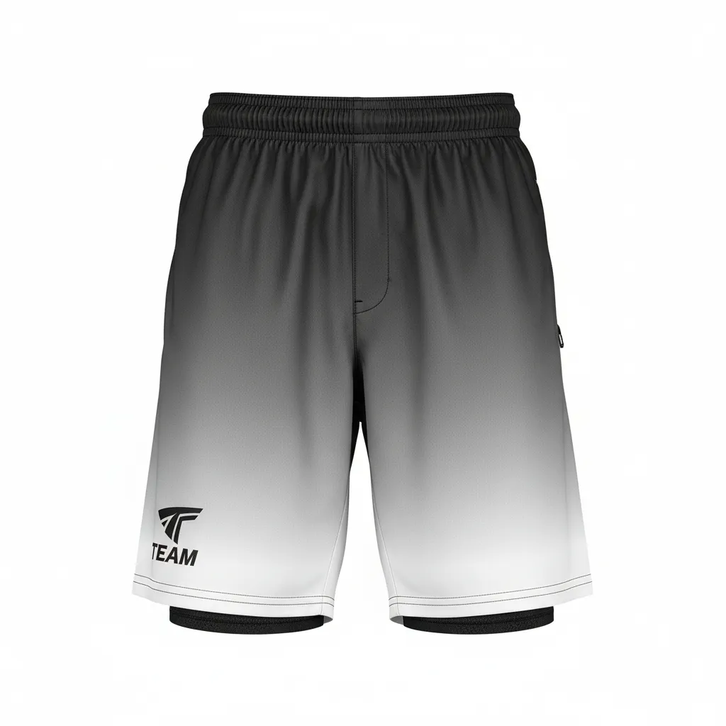 Custom Football Training Shorts - Black, Grey, White - Gradient Ombre - Front View - Kinexa Sportswear
