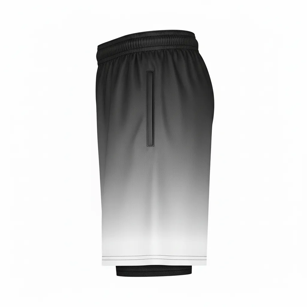 Custom Football Training Shorts - Black, Grey, White - Gradient Ombre - Side View - Kinexa Sportswear