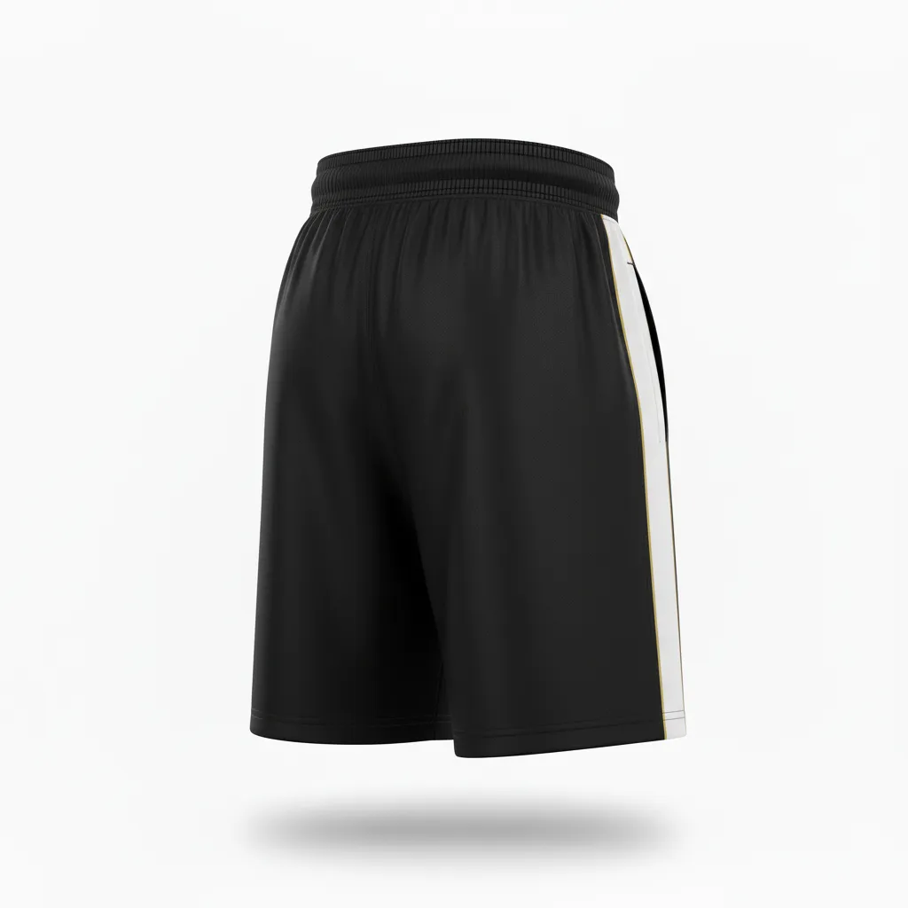 Custom Football Training Shorts - Black, Gold - Vegas Lightning Bolt - Back View - Kinexa Sportswear