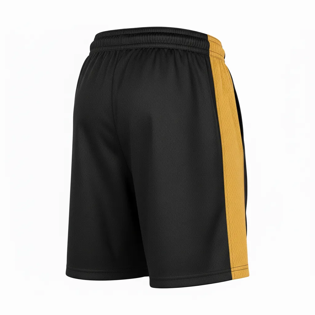 Custom Football Training Shorts - Black, Gold - Vegas Side Panel - Back View - Kinexa Sportswear