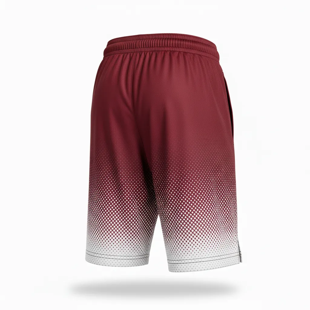 Custom Football Training Shorts - Burgundy, White - Halftone Dots - Back View - Kinexa Sportswear