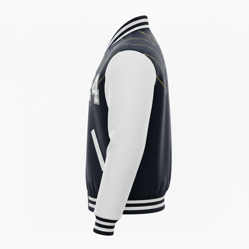 Custom Football Varsity Jacket - Black, White - Shattered Glass - Back View - Kinexa Sportswear
