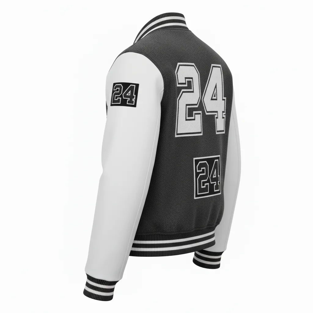 Custom Football Varsity Jacket - White - Charcoal Digital Camo - Back View - Kinexa Sportswear