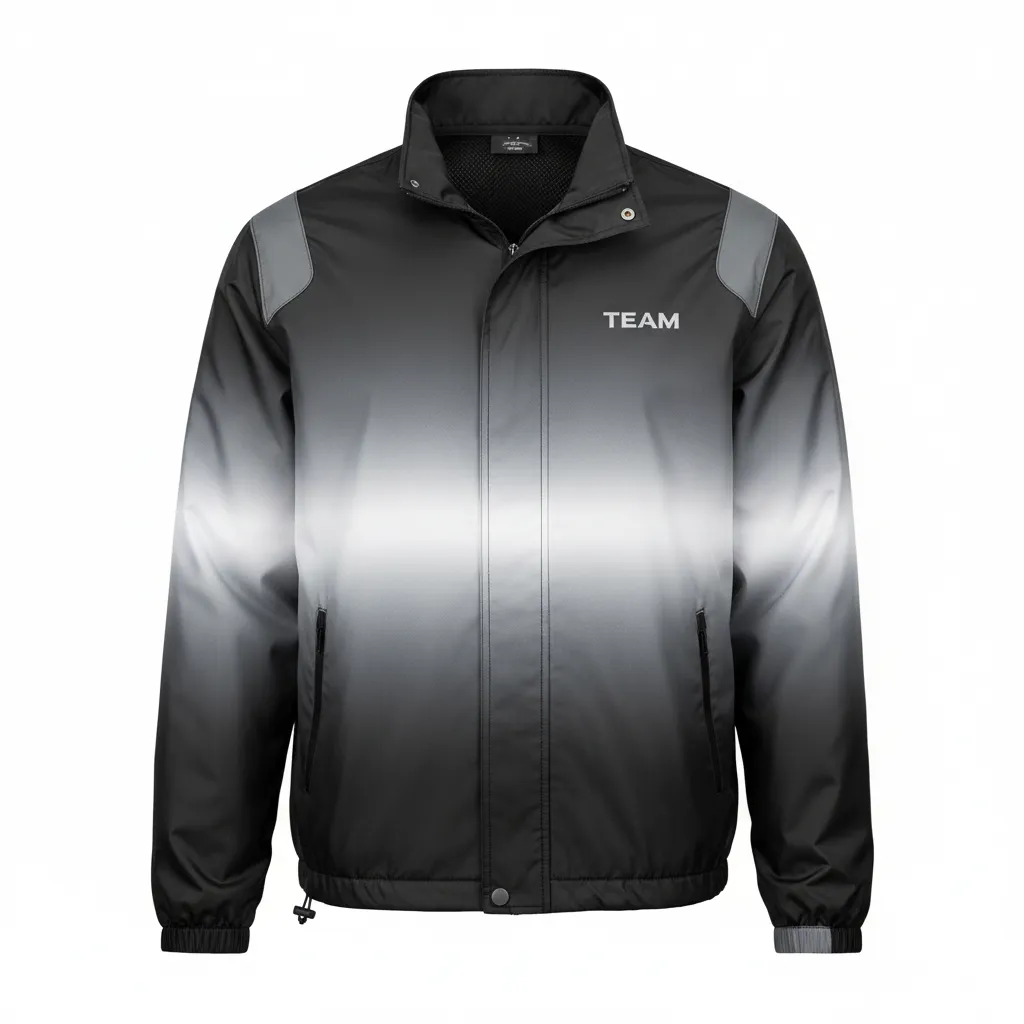 Custom Football Windbreaker - Black, Grey, White - Gradient Ombre - Front View - Kinexa Sportswear